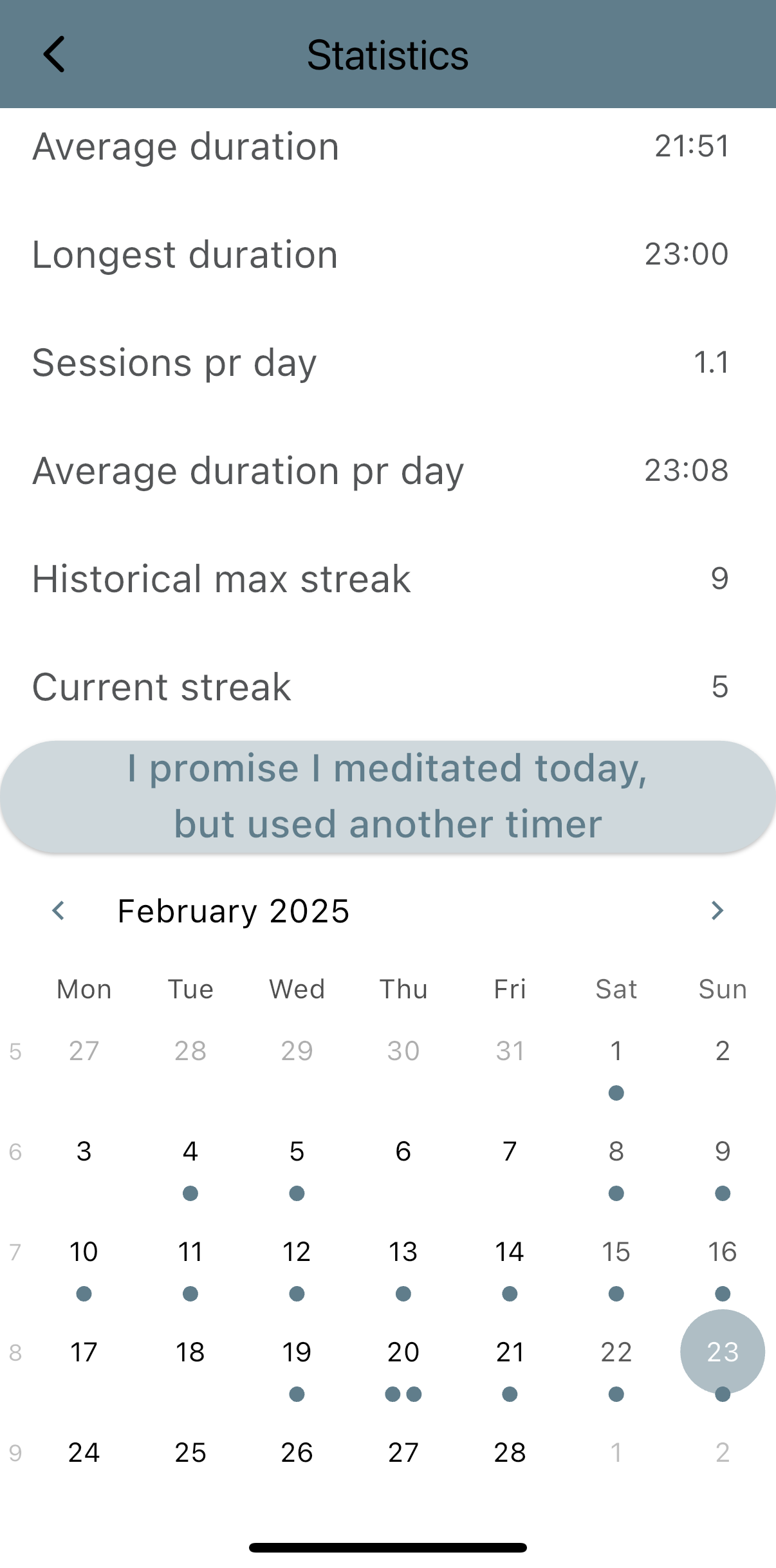 Detailed calendar view
